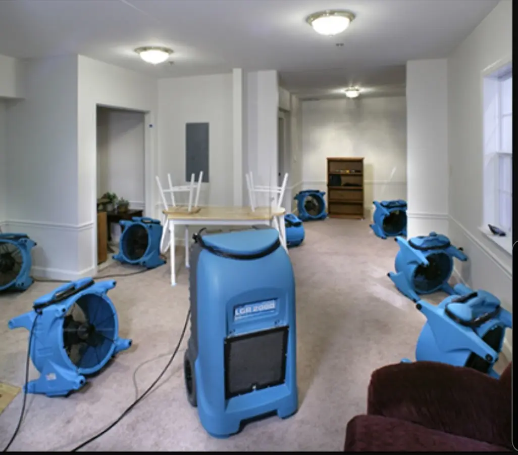 Air movers and dehumidifier setup for Water Extraction & Removal in Lansdowne